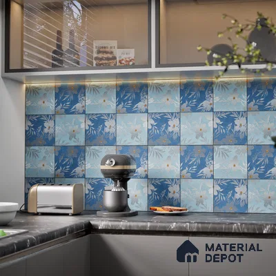 Floral Wall Tile TL 07250 C Plana 8010 GLM (Silver) 1 ft x 1 ft Ceramic Matte Finish - 9 mm  | 2 mm Spacer is Mandatory | Please Expect a Slight Variation of Pattern (Sample)
